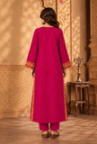 Set of 2: Rani Pink Cashmilon Phiran & Pant Set with Kutch Embroidered Lace- Free Size