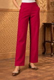 Set of 2: Rani Pink Cashmilon Phiran & Pant Set with Kutch Embroidered Lace- Free Size