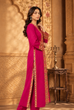 Rani Pink Cashmilon Phiran with Kutch Embroidered Lace- Free Size
