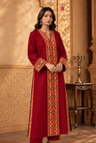 Deep Maroon Cashmilon Phiran with Kutch Embroidered Lace- Free Size