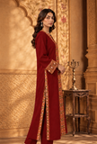 Deep Maroon Cashmilon Phiran with Kutch Embroidered Lace- Free Size