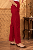 Deep Maroon Cashmilon Straight-Fit Pants