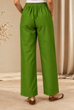 Set of 2: Olive Green Cashmilon Phiran & Pant Set with Kutch Embroidered Lace- Free Size