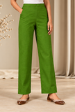 Olive Green Cashmilon Straight-Fit Pants