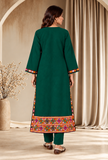 Set of 2: Deep Teal Green Cashmilon Phiran & Pant Set with Kutch Embroidered Lace- Free Size