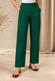 Set of 2: Deep Teal Green Cashmilon Phiran & Pant Set with Kutch Embroidered Lace- Free Size