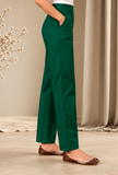Deep Teal Green Cashmilon Straight-Fit Pants