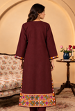 Wine Brown Cashmilon Phiran with Kutch Embroidered Lace- Free Size