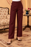 Wine Brown Cashmilon Straight-Fit Pants