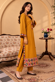 Set of 2: Mustard Yellow Cashmilon Phiran & Pant Set with Kutch Embroidered Lace- Free Size