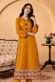 Mustard Yellow Cashmilon Phiran with Kutch Embroidered Lace- Free Size