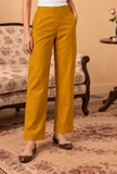 Mustard Yellow Cashmilon Straight-Fit Pants