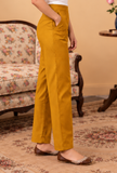 Mustard Yellow Cashmilon Straight-Fit Pants