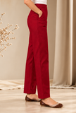 Ruby Red Cashmilon Straight-Fit Pants
