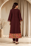 Set of 2: Burgundy Cashmilon Phiran & Pant Set with Kutch Embroidered Lace- Free Size