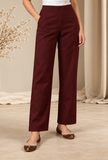 Set of 2: Burgundy Cashmilon Phiran & Pant Set with Kutch Embroidered Lace- Free Size