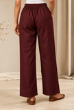 Set of 2: Burgundy Cashmilon Phiran & Pant Set with Kutch Embroidered Lace- Free Size