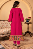 Set of 2: Rani Pink Cashmilon Phiran & Pant Set with Kutch Embroidered Lace- Free Size