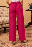 Set of 2: Rani Pink Cashmilon Phiran & Pant Set with Kutch Embroidered Lace- Free Size