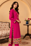 Rani Pink Cashmilon Phiran with Kutch Embroidered Lace- Free Size
