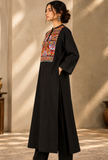 Black Cashmilon Phiran with Kutch Embroidered Lace- Free Size