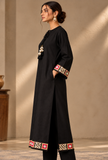 Black Cashmilon Phiran with Kutch Embroidered Lace- Free Size