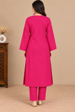 Set Of 2: Rani Pink Cashmilon Multicolor Gamthi Embroidered Phiran & Pant Set - Free Size