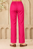 Set Of 2: Rani Pink Cashmilon Multicolor Gamthi Embroidered Phiran & Pant Set - Free Size