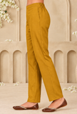 Set Of 2: Mustard Cashmilon Gamthi Embroidered Phiran & Pant Set - Free Size