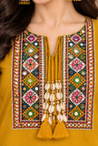 Mustard Yellow Multicolour Cashmilon Gamthi Embroidered Phiran - Free Size