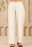 Set of 2: Ivory Cashmilon Gamthi Embroidered Phiran & Pant Set - Free Size