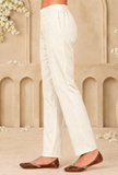 Set of 2: Ivory Cashmilon Gamthi Embroidered Phiran & Pant Set - Free Size