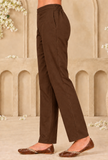 Set of 2: Brown Cashmilon Gamthi Embroidered Phiran & Pant Set - Free Size