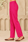 Rani Pink Cashmilon Straight-Fit Pants With Pockets