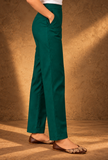 Set of 2: Green & Pink Glazed Cotton Kurta With Pants