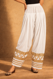 Set Of 2: Cocoa Charm Chanderi Kurta & Ivory Salwar Set with Golden Lace