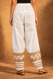 Ivory Gleam Pleated Salwar with Golden Border Detailing
