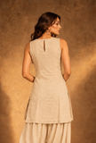 Beige Ease Sleeveless Glazed Cotton Kurta