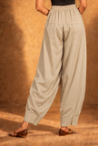 Beige Glazed Cotton Pleated Salwar