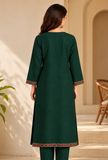 Jaismin Green Cashmilon Kashmiri Embroidered Lace Phiran – Free Size
