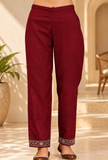 Set of 2: Wine Maroon Cashmilon Kashmiri Embroidered Lace Phiran & Pant Set – Free Size