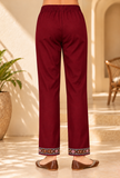 Set of 2: Wine Maroon Cashmilon Kashmiri Embroidered Lace Phiran & Pant Set – Free Size