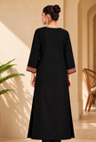 Black Cashmilon Zari-Paisley Kashmiri Embroidered Lace Phiran- Free Size