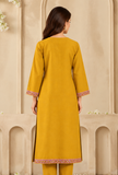 Mustard Yellow Cashmilon Kashmiri Embroidered Lace Phiran – Free Size