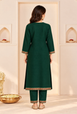 Set of 2: Kanak Green Cashmilon Kashmiri Embroidered Lace Phiran & Pant Set – Free Size