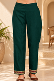 Set of 2: Kanak Green Cashmilon Kashmiri Embroidered Lace Phiran & Pant Set – Free Size