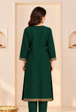 Kanak Emerald Cashmilon Kashmiri Embroidered Lace Phiran – Free Size