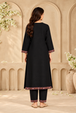 Set of 2: Midnight Black  Cashmilon Kashmiri Embroidered Lace Phiran & Pant Set – Free Size