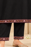 Set of 2: Midnight Black  Cashmilon Kashmiri Embroidered Lace Phiran & Pant Set – Free Size