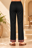 Set of 2: Midnight Black  Cashmilon Kashmiri Embroidered Lace Phiran & Pant Set – Free Size